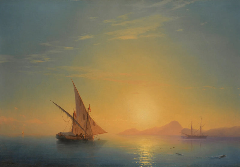 Ilha de Ischia ao pôr do sol (Pôr do sol sobre Ischia) - Ivan Aïvazovski