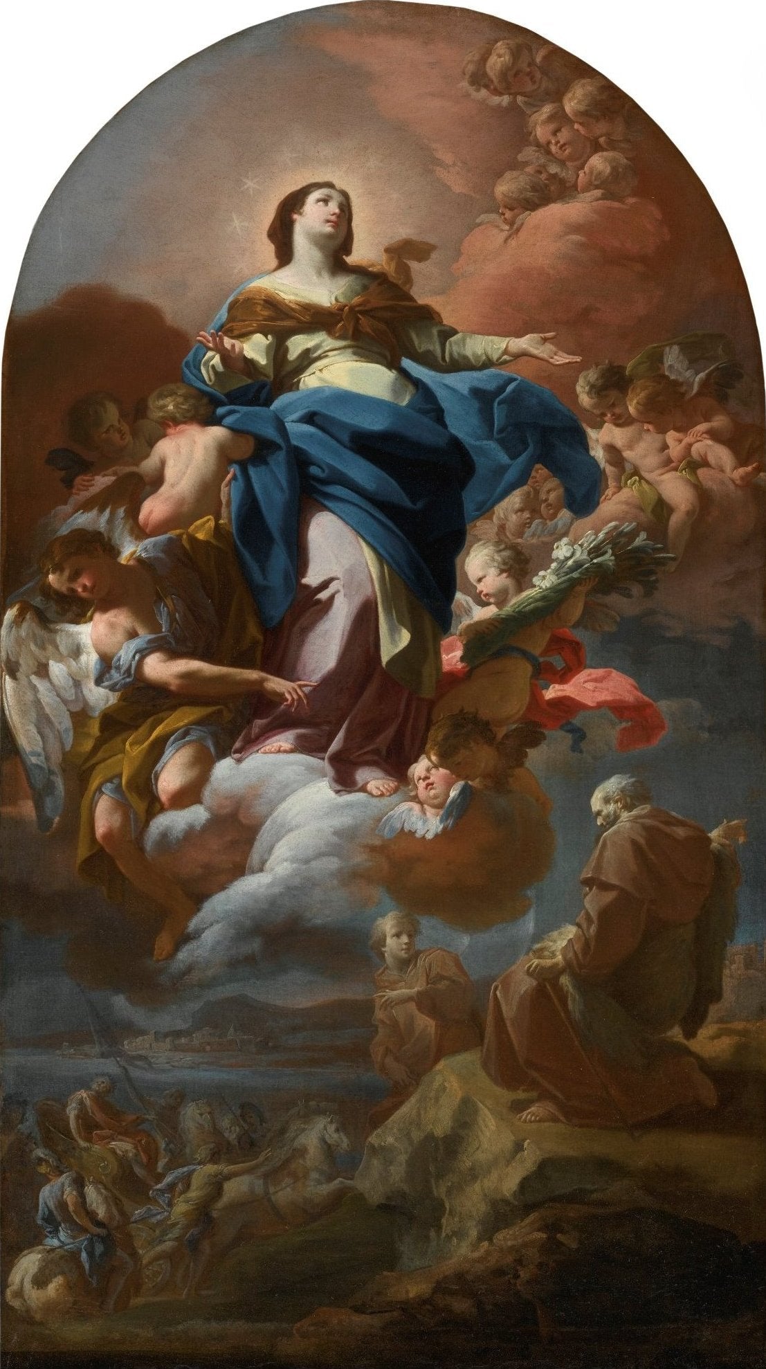 L'Immaculée Conception avec le prophète Élie - Corrado Giaquinto image 1 copie de tableau peinte à la main