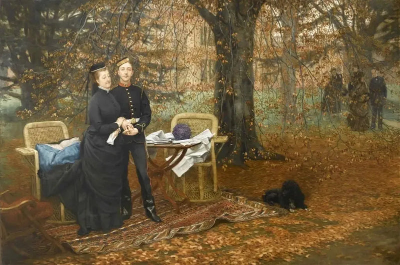 A Imperatriz Eugénie e o Príncipe Imperial no parque de Camden Place - James Tissot