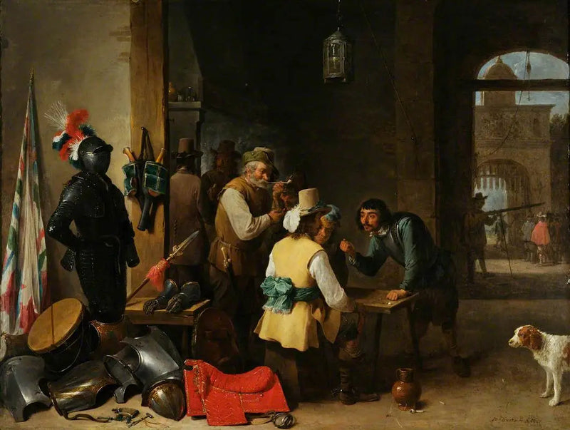 O interior de uma sala de guarda - David Teniers, o Jovem