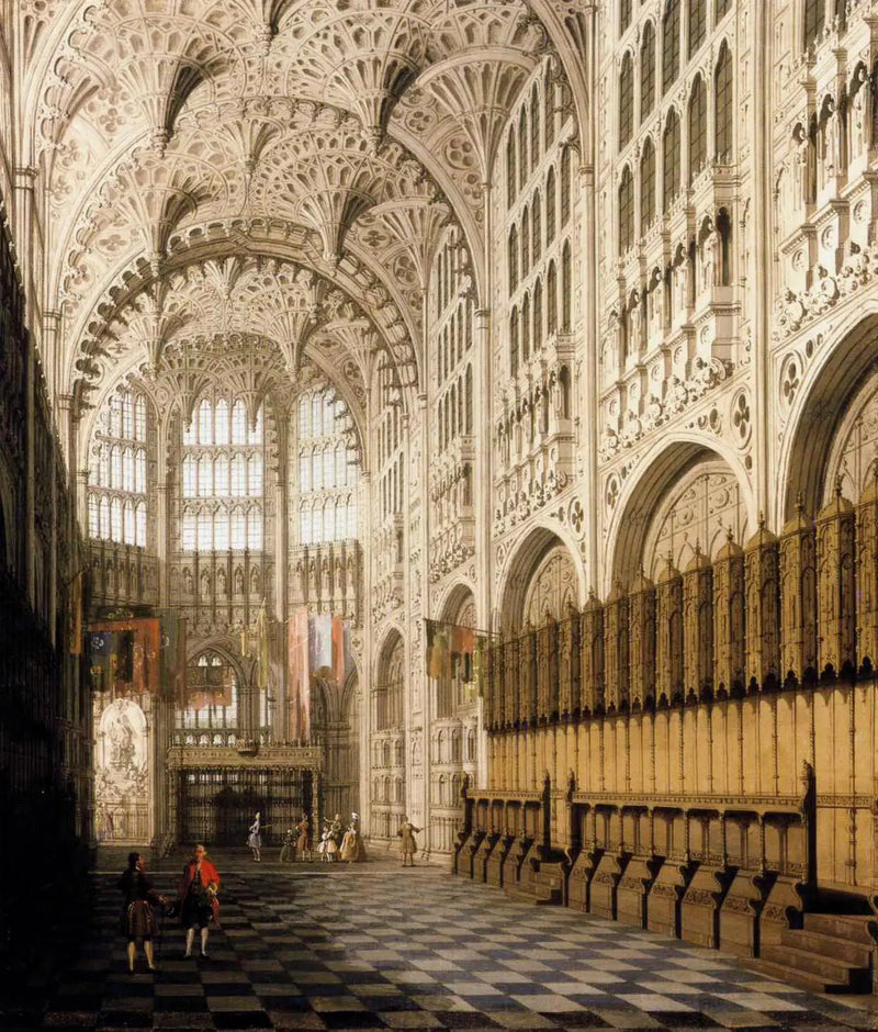 O interior da capela de Henrique VII na Abadia de Westminster - Canaletto