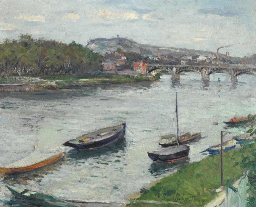 A Praia e a Ponte de Argenteuil - Gustave Caillebotte