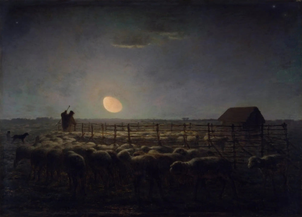 La Bergerie, Clair de Lune - Jean-François Millet image 1 copie de tableau peinte à la main