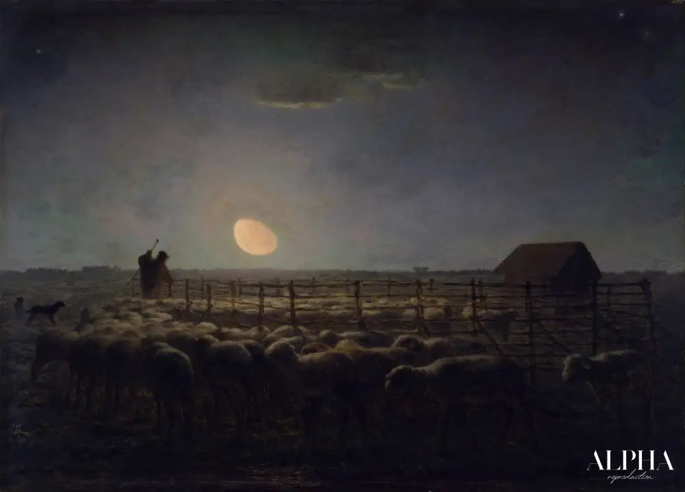 La bergerie, le clair de lune - Jean-François Millet - Reproductions de tableaux et peintures haut de gamme