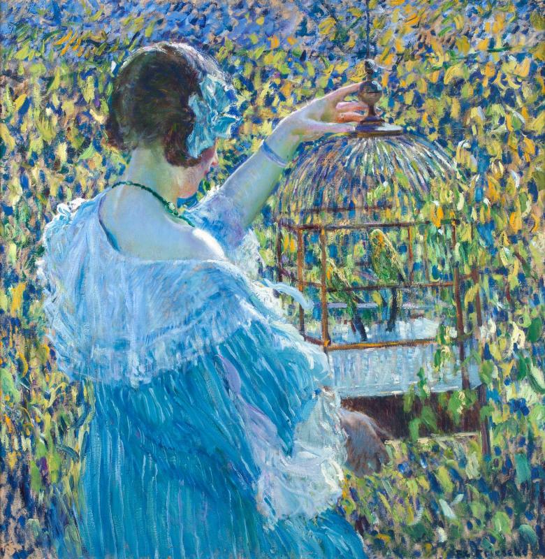 A gaiola de pássaros - Frederick Carl Frieseke
