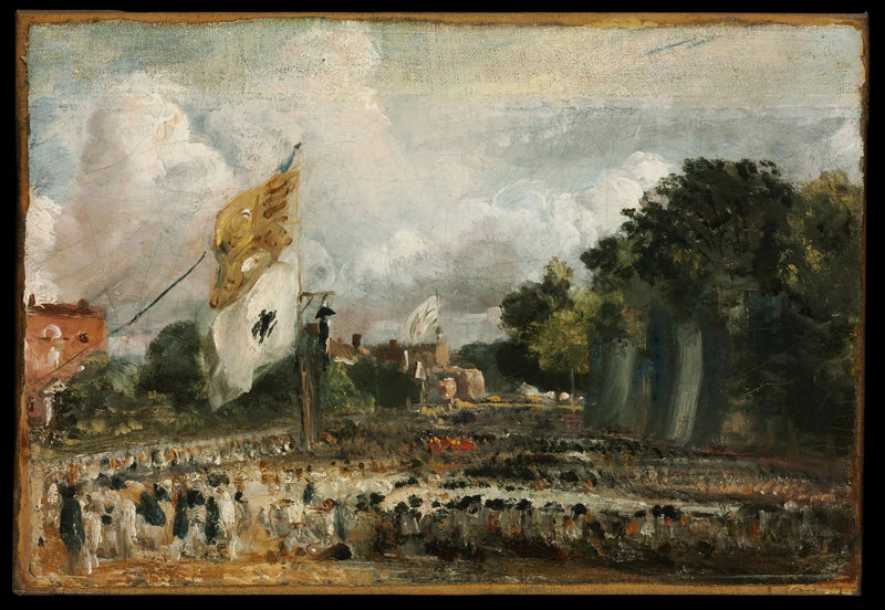 Celebração em East Bergholt da paz de 1814 concluída em Paris entre a França e as potências aliadas - John Constable