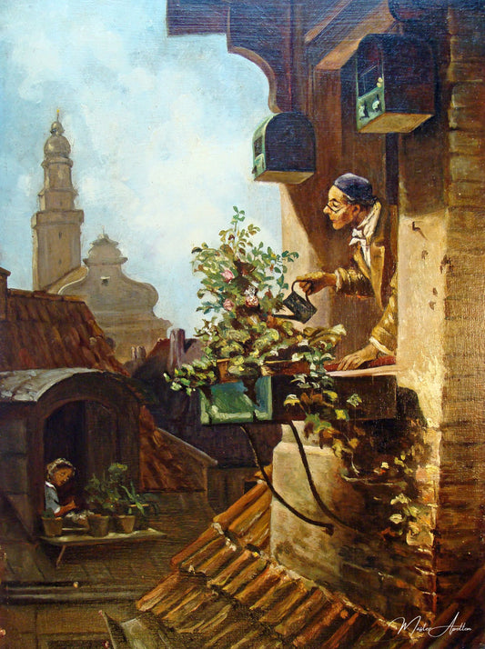 La Chambre sous les toit - Carl Spitzweg - Reproductions de tableaux et peintures haut de gamme