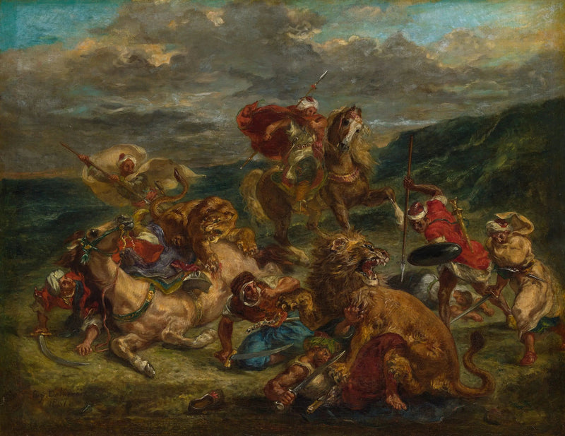 A Caça ao Leão - Eugène Delacroix