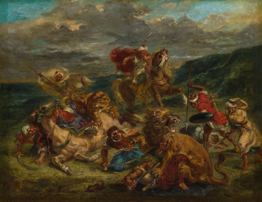 A Caça ao Leão - Eugène Delacroix