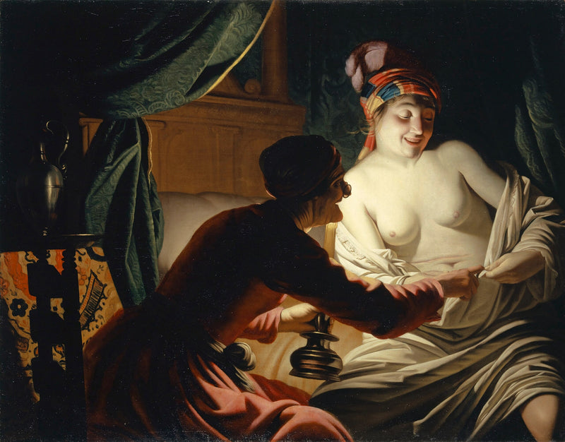A caça às pulgas à luz de uma vela - Gerrit van Honthorst