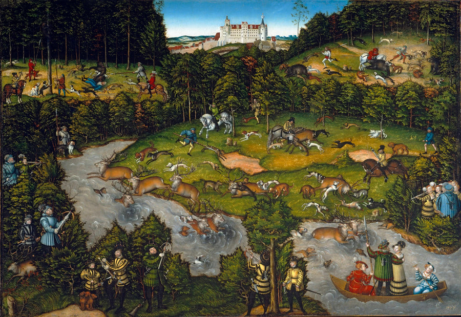 A caça perto do Castelo Hartenfels - Lucas Cranach, o Velho