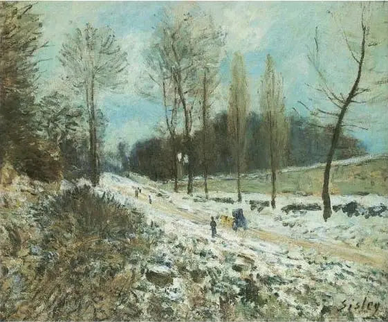 A Costa do Coração-Voador em Marly sob a Neve - Alfred Sisley