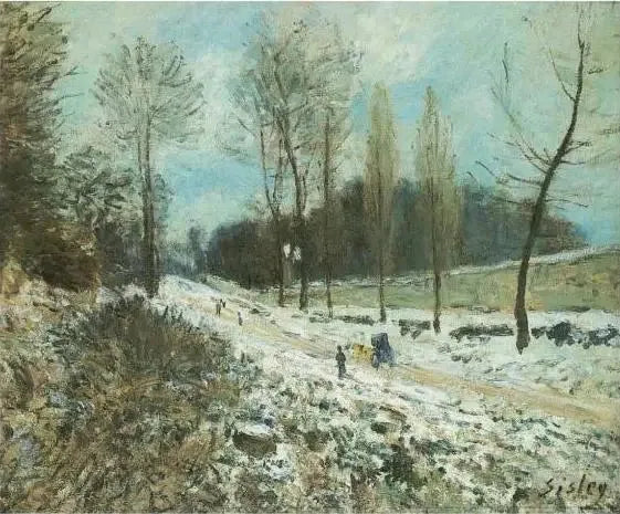 A Costa do Coração-Voador em Marly sob a Neve - Alfred Sisley