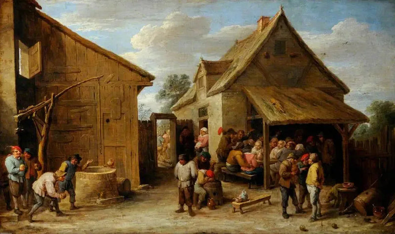 O pátio de uma pousada - David Teniers Júnior