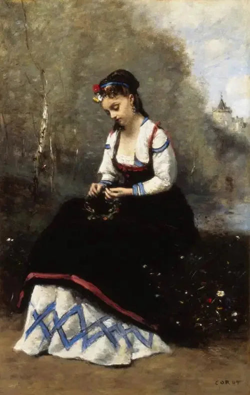 A coroa de flores - Jean-Baptiste Camille Corot