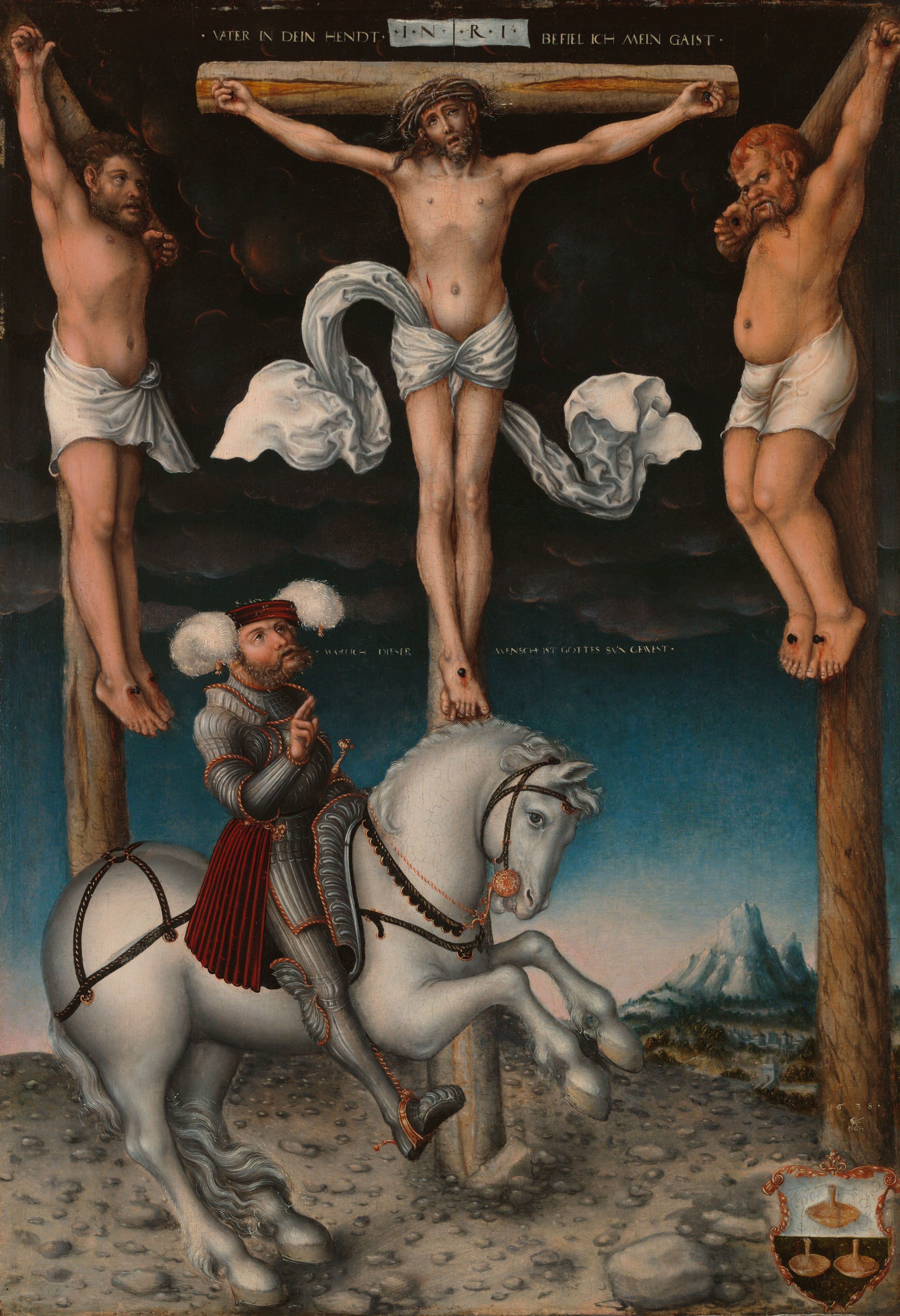 La Crucifixion avec le centurion converti - Lucas Cranach the Elder image 1 tableau peint à l’huile sur toile