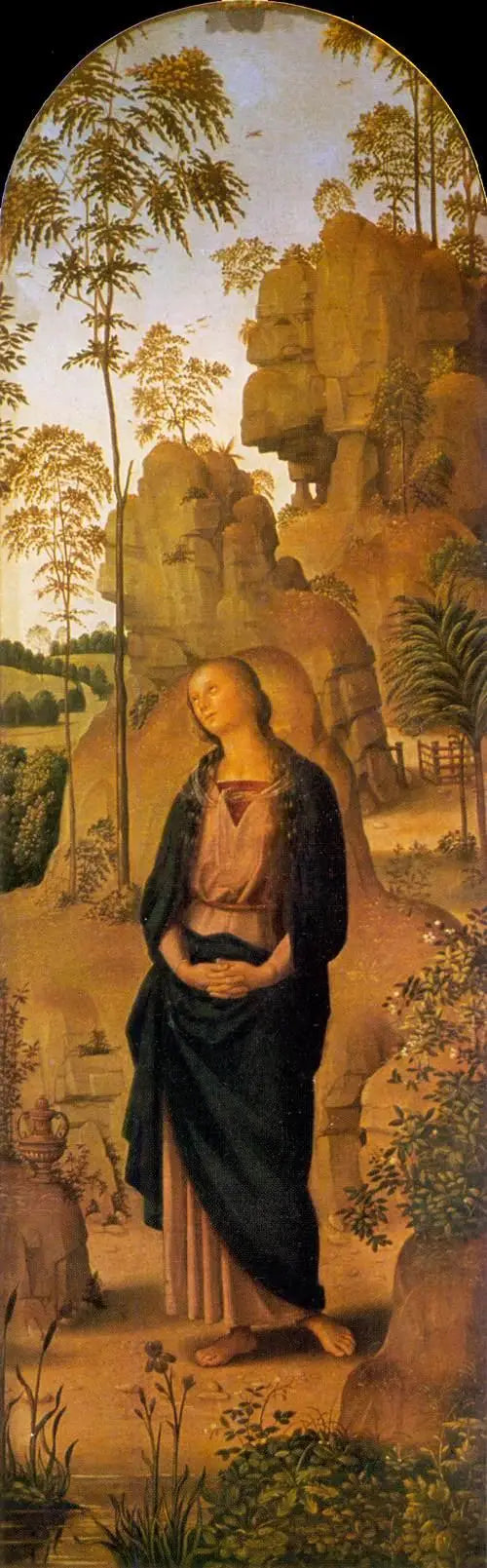 A Crucificação com a Virgem, São João, São Jerônimo e Santa Maria Madalena [painel da direita] - Pietro Perugino
