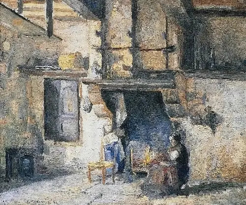A cozinha da casa Piette, Montfoucault - Camille Pissarro
