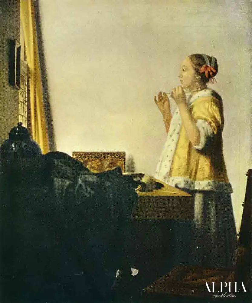 La Dame au collier de perles - Johannes Vermeer - Reproductions de tableaux et peintures haut de gamme