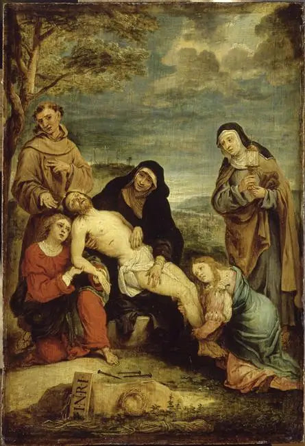 A Lamentação de Cristo na presença (mística) de São Francisco de Assis e Santa Clara - David Teniers o Jovem