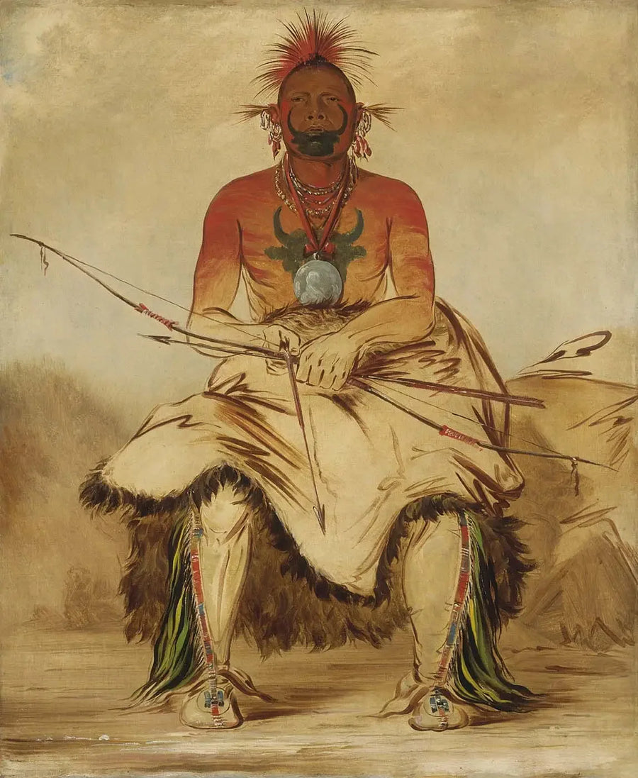 La-dóo-ke-a, Buffalo Bull, um grande guerreiro Pawnee - George Catlin