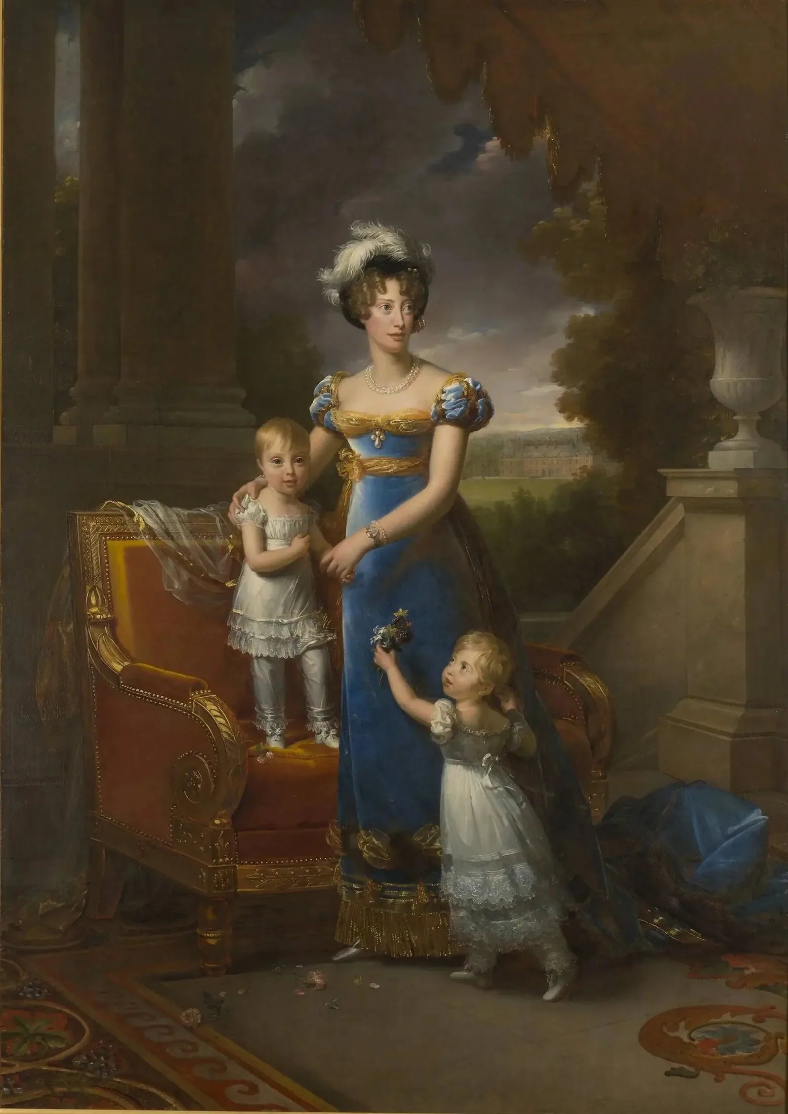 La duchesse de Berry et ses enfants devant le Château de Rosny - François Gérard image 3 reproduction d’œuvre d’art à l’huile