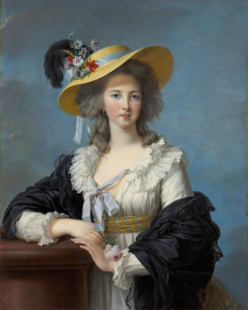 A duquesa de Polignac usando um chapéu de palha - Élisabeth Vigée Le Brun