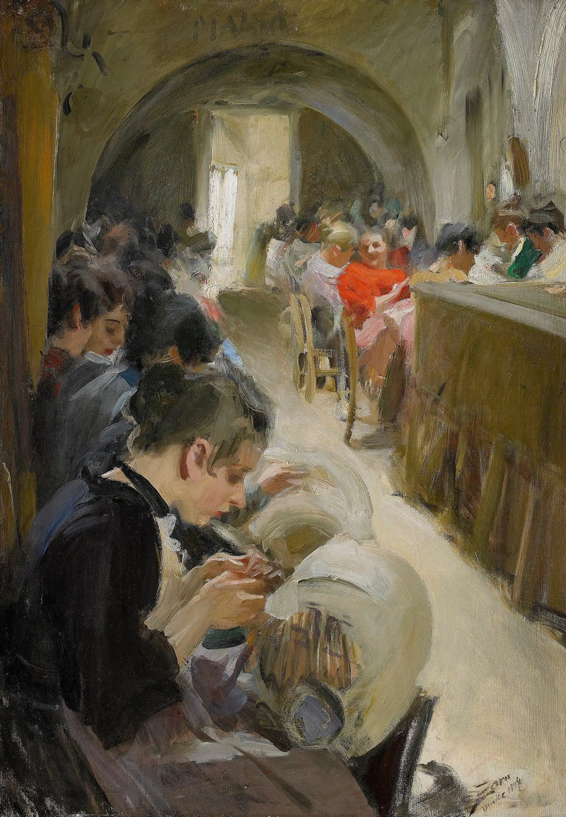 A fabricação de renda em Veneza - Anders Zorn