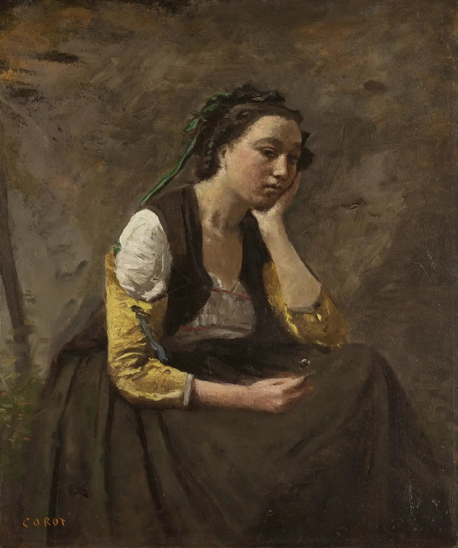 A mulher com pensamento - Jean-Baptiste Camille Corot