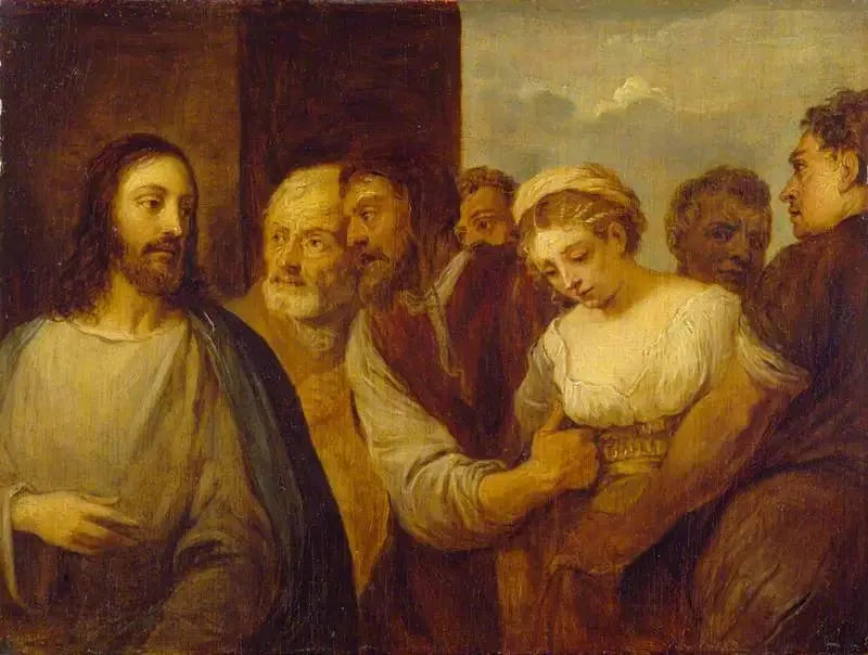 A Mulher Adúltera (cópia de Titian) - David Teniers Júnior