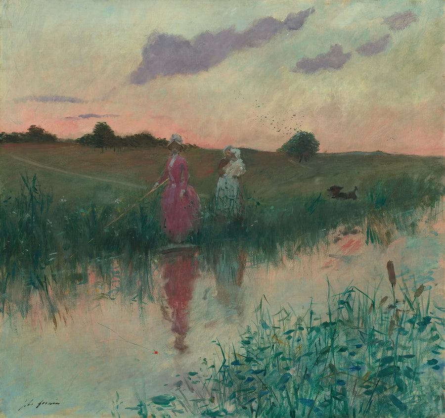 A mulher do artista pescando - Jean-Louis Forain