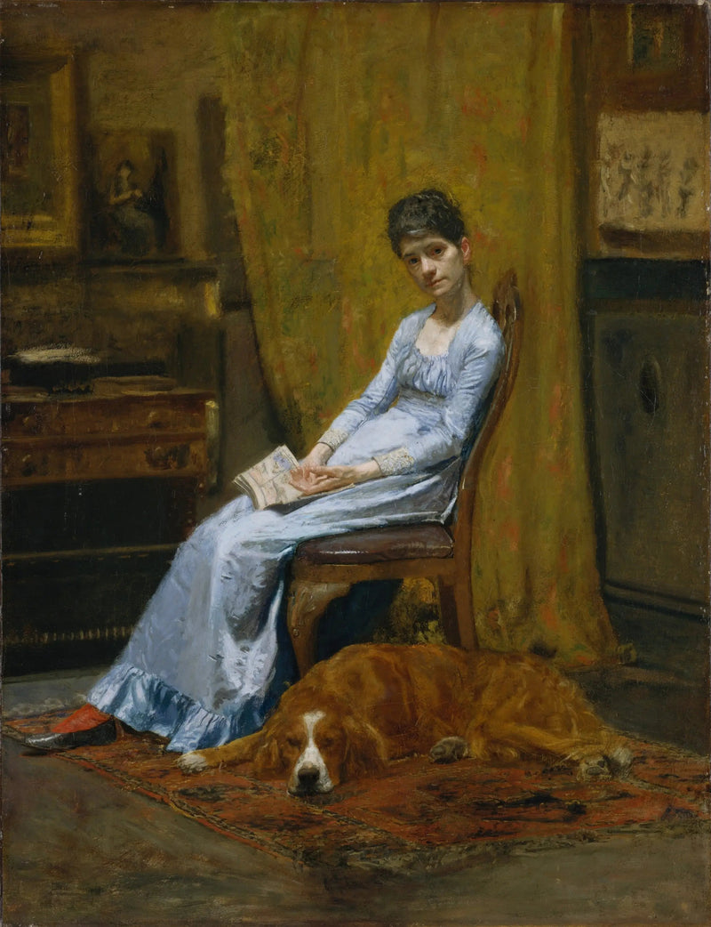A esposa do artista e seu setter - Thomas Eakins