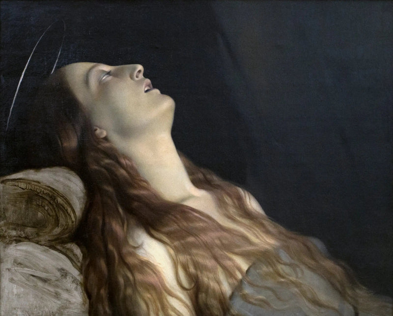 A esposa do artista, Louise Vernet, em sua cama de morte - Paul Delaroche