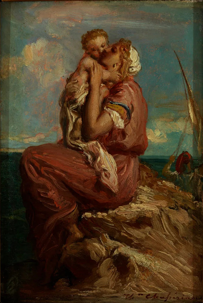 A mulher do pescador de Mola di Gaeta beijando seu filho - Théodore Chassériau