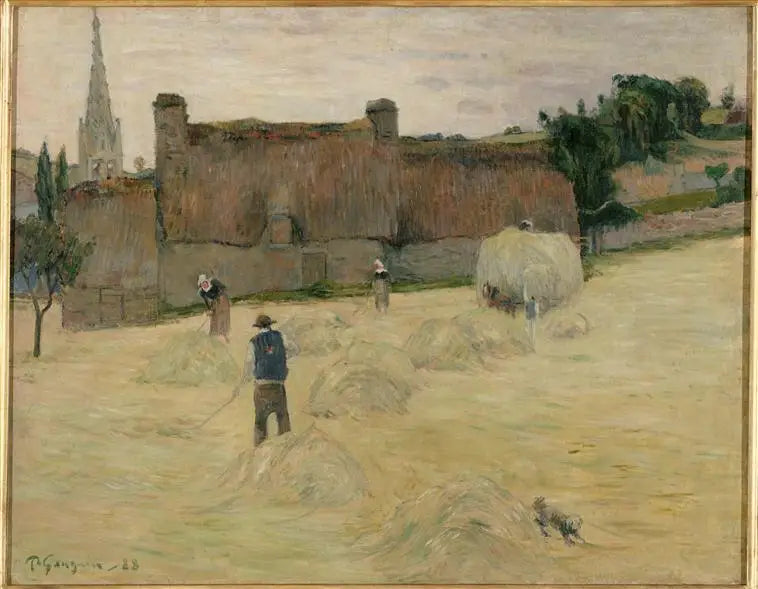 A Secagem de Forragem na Bretanha (frente); Buquê de flores diante de uma janela aberta para o mar (verso) - Paul Gauguin