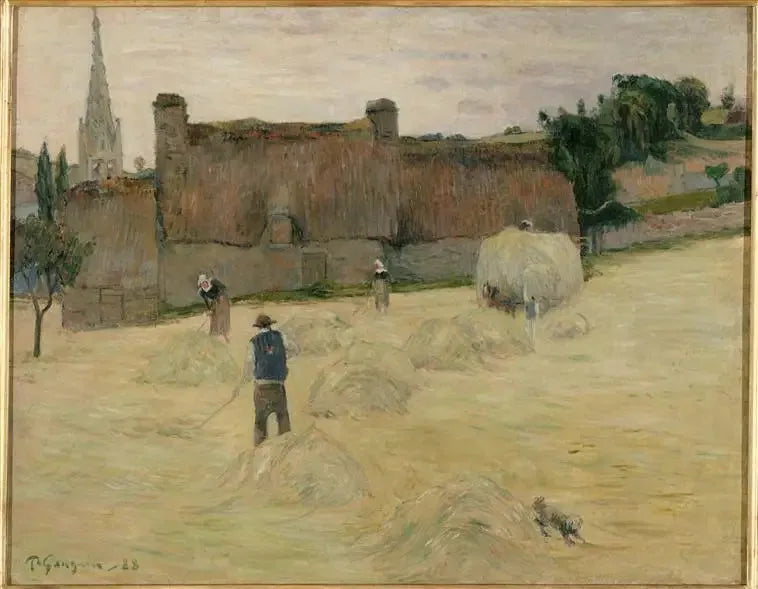 A Secagem de Forragem na Bretanha (frente); Buquê de flores diante de uma janela aberta para o mar (verso) - Paul Gauguin
