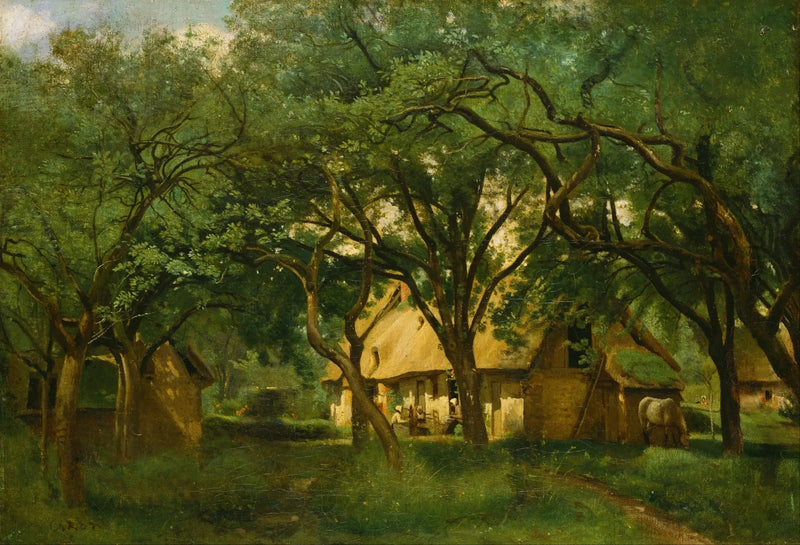 A Fazenda Toutain em Honfleur - Jean-Baptiste Camille Corot