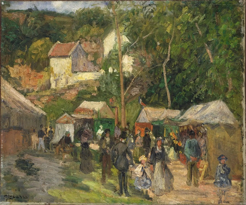 A Festa da Vila em L'Hermitage, as barracas ao ar livre - Camille Pissarro