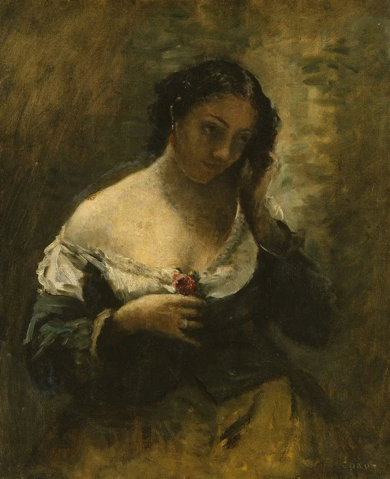 A garota com a rosa - Jean-Baptiste Camille Corot