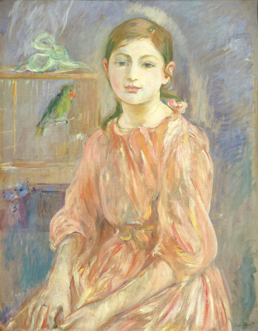A filha do artista com um periquito - Berthe Morisot