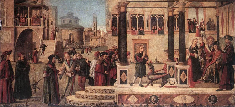 A filha do imperador Gordiano é exorcizada por São Triphun - Vittore Carpaccio