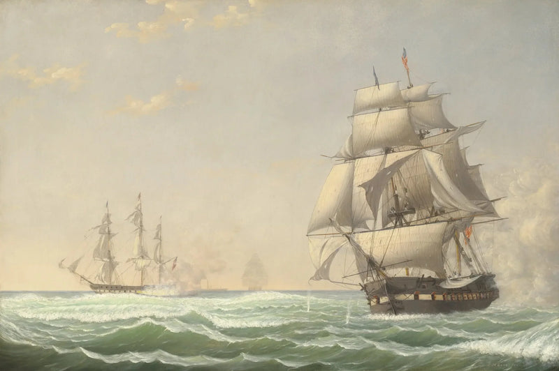 Fragata americana « President » enfrentando a esquadra britânica, 1815 - Fitz Henry Lane