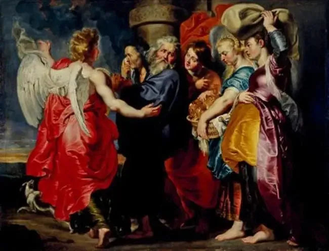 A fuga de Ló e de sua família de Sodoma (Gênesis 19:12-24), após 1615 - Peter Paul Rubens
