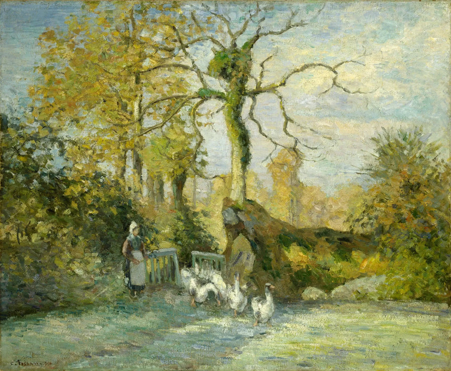 A Guardadora de Gansos em Montfoucault (Gelo Branco) - Camille Pissarro
