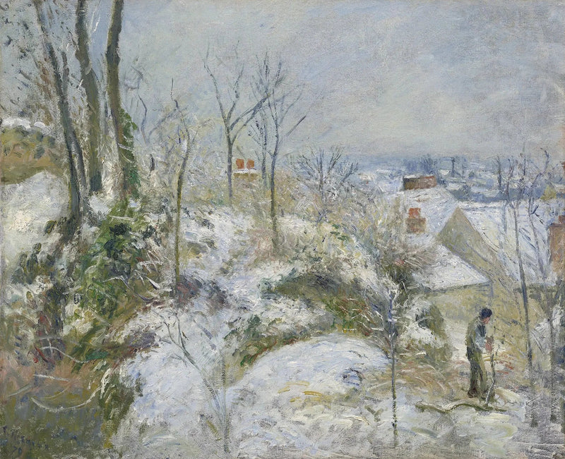 La Garenne, costa de Saint-Denis em Pontoise, efeito de neve - Camille Pissarro