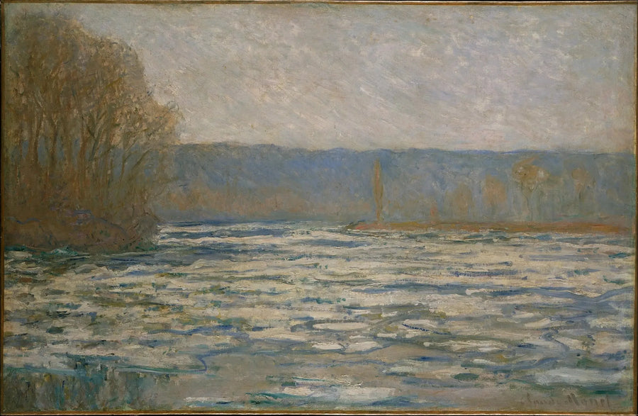 O gelo se decompõe no Sena perto de Bennecourt - Claude Monet
