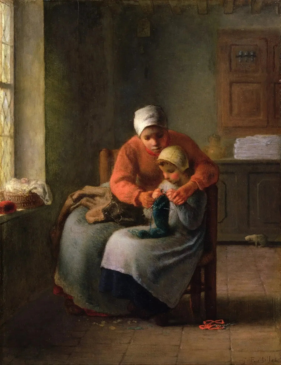 A aula de tricô - Jean-François Millet