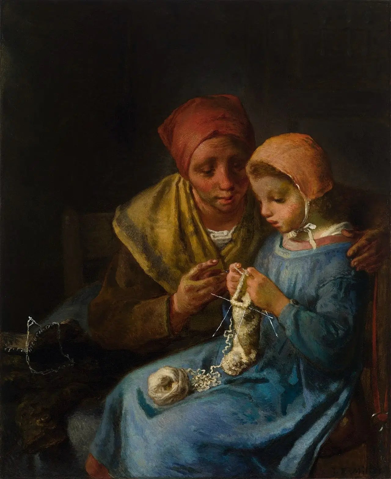 La leçon de tricot - Jean-François Millet - Alpha Reproduction