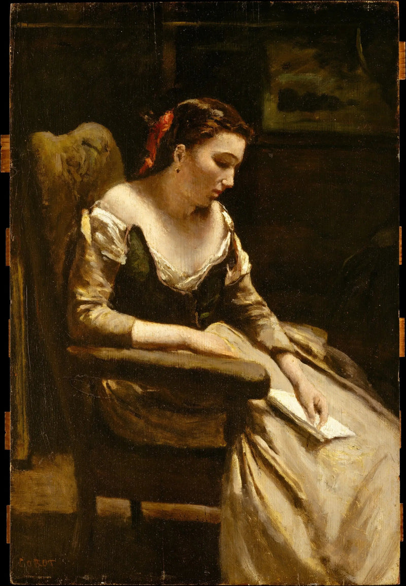 A carta - Jean-Baptiste Camille Corot