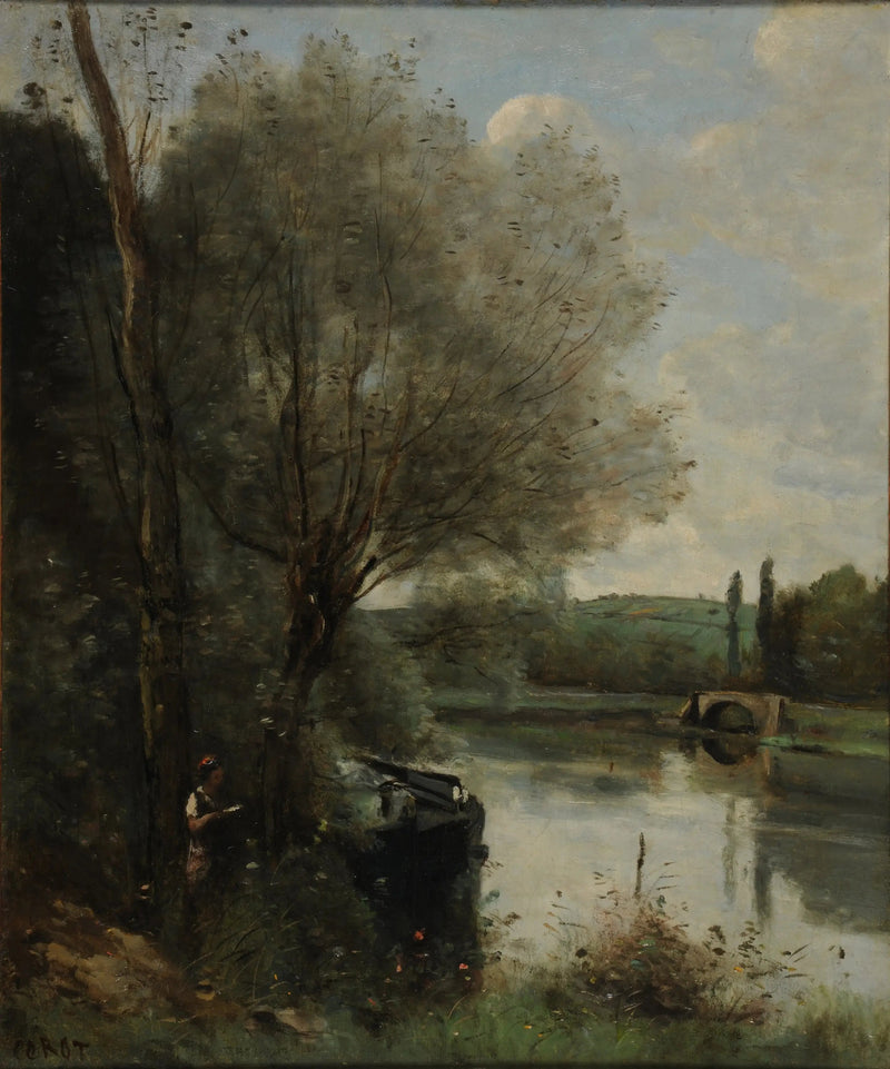 A Leitura na margem arborizada - Jean-Baptiste Camille Corot